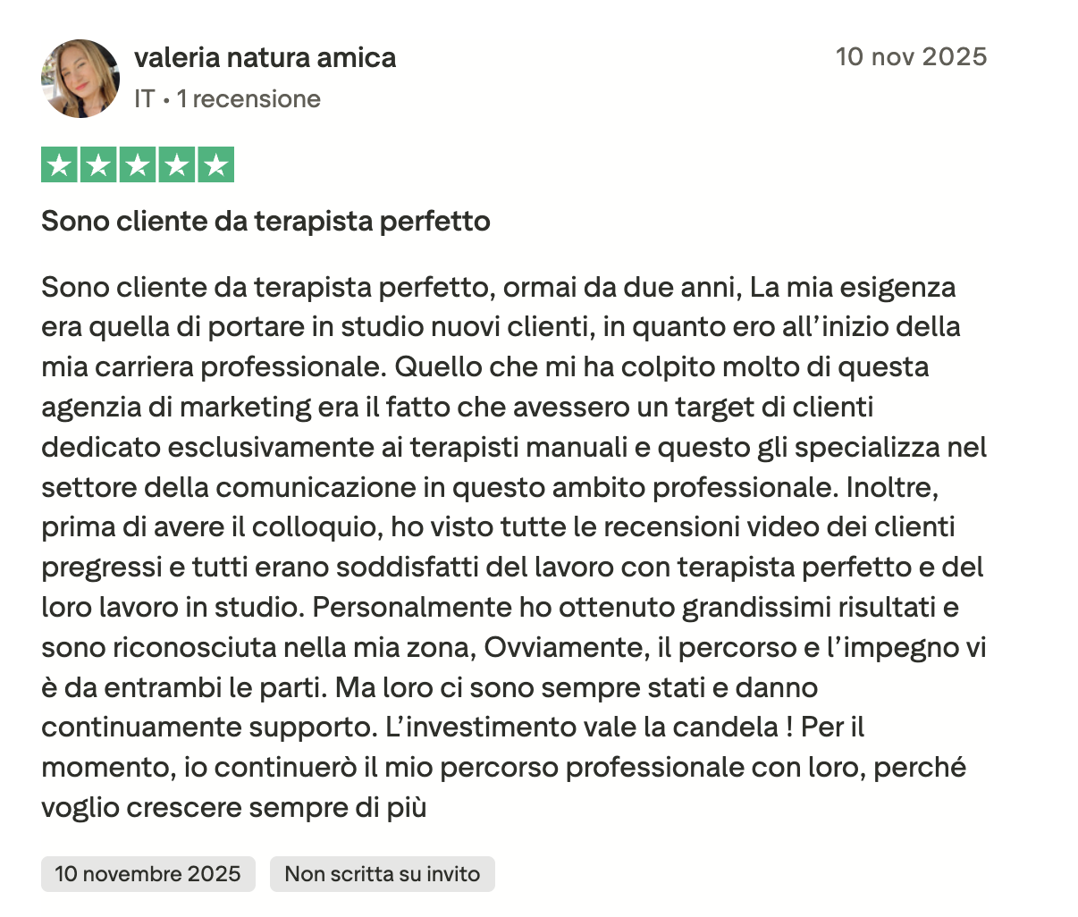 Recensione Trustpilot Valeria Natura Amica